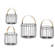 SET 2 BLACK CYLINDRICAL BASKETS WITH GOLD HANDLE