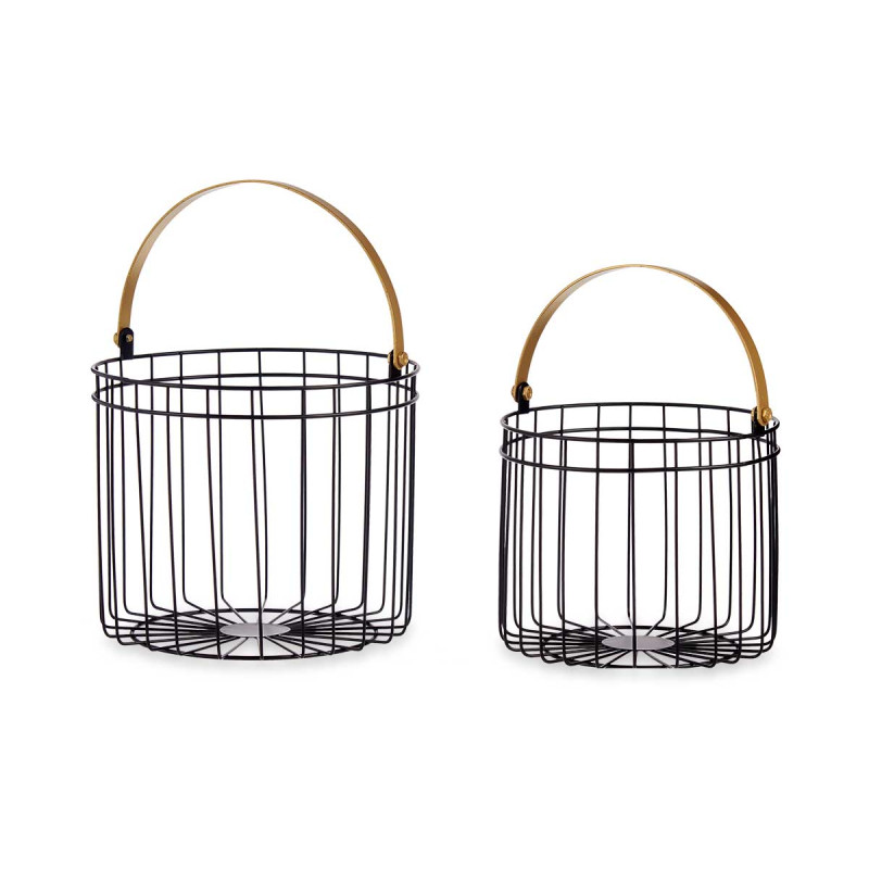 SET 2 PANIERS CYLINDRIQUES NOIRES ANSE DOREE