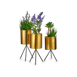 SET 3 METAL FLOWERPOTS MINI SUPPORT
