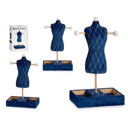 BLUE VELVET JEWELLERY HOLDER MANNEQUIN DIAMONDS