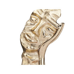 FIGURA METALLO VISO MANO ORO SUPPORTO LEGNO