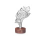 FIGURA METAL CARA MANO PLATA CON SOPORTE MADERA