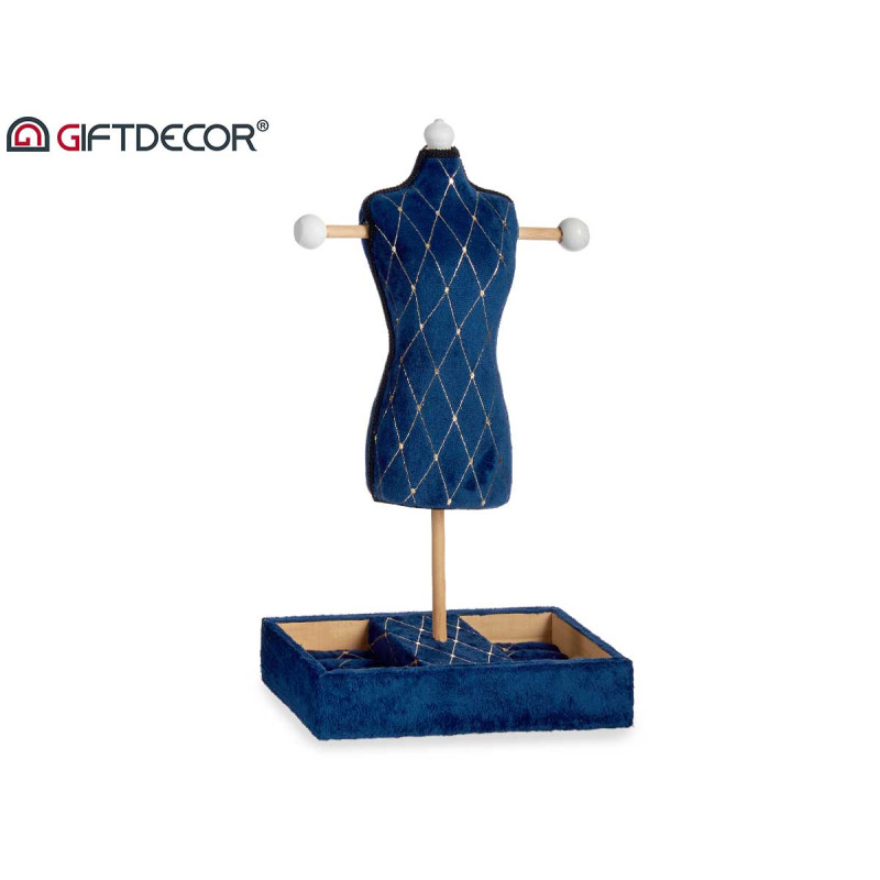 BLUE VELVET JEWELLERY HOLDER MANNEQUIN DIAMONDS