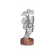 SILVER METAL FIGURE SILENCE WITH WOODEN STAND