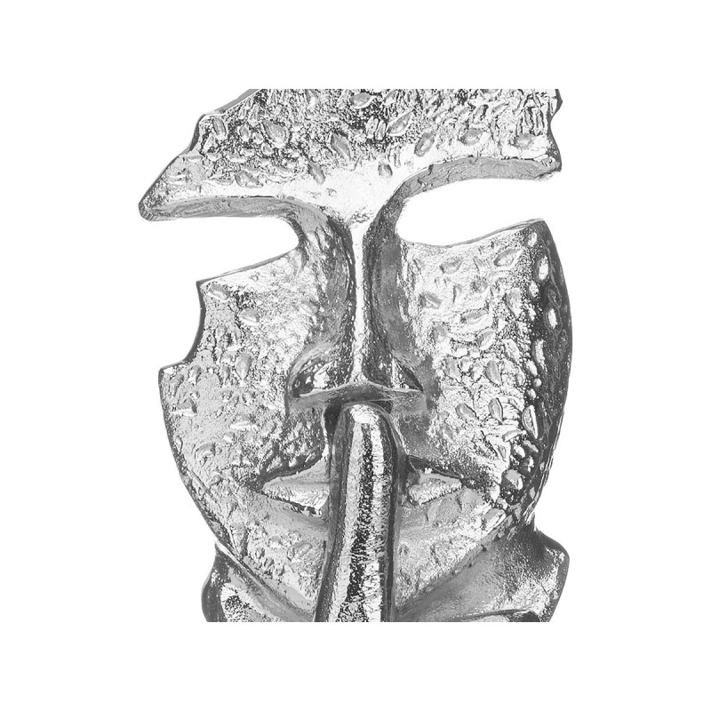 FIGURINE MÉTAL SILENCE ARGENT AVEC SUPPORT EN BOIS