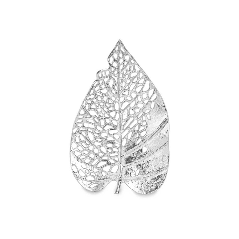 FOGLIA METALLO GRANDE ARGENTO DECORAZIONE