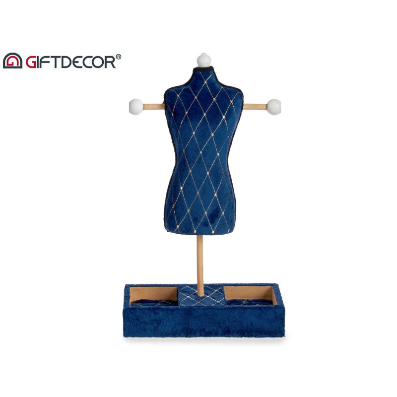BLUE VELVET JEWELLERY HOLDER MANNEQUIN DIAMONDS