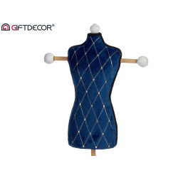 BLUE VELVET JEWELLERY HOLDER MANNEQUIN DIAMONDS