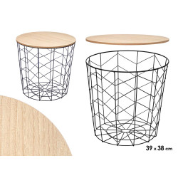 TAVOLO AUSILIARE ACCIAIO TOP LEGNO NERO ASS 2