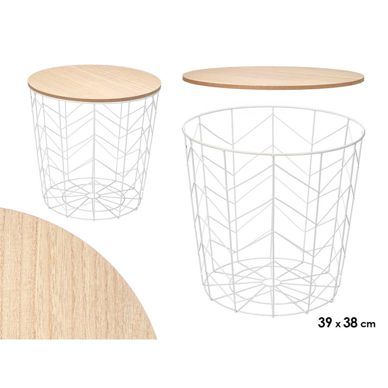STEEL SIDE TABLE WHITE WOOD TOP ASSORTMENT 2
