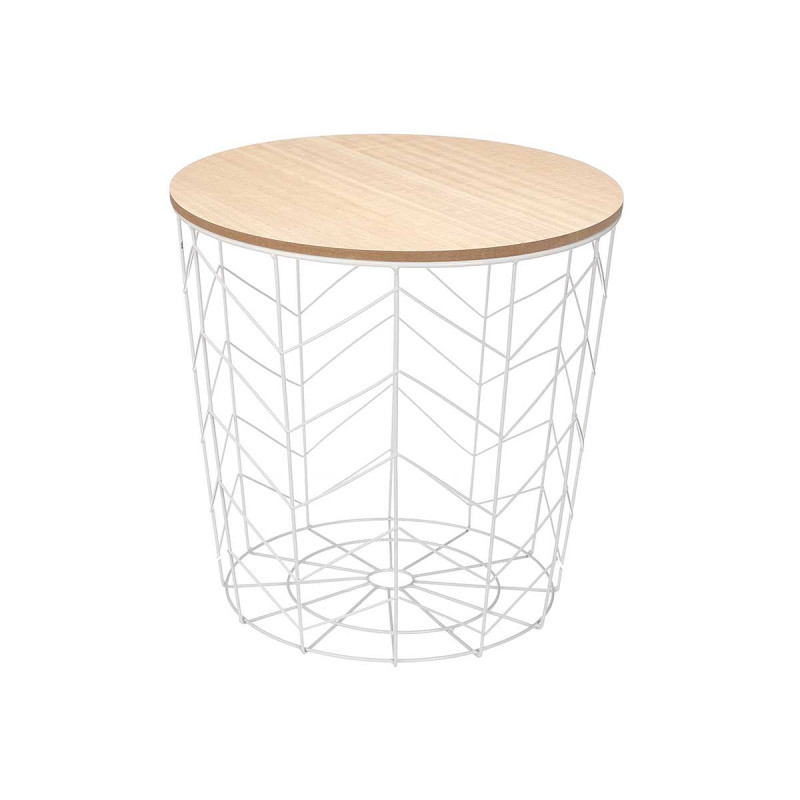 TAVOLO AUSILIARE ACCIAIO TOP LEGNO BIANCO ASS 2