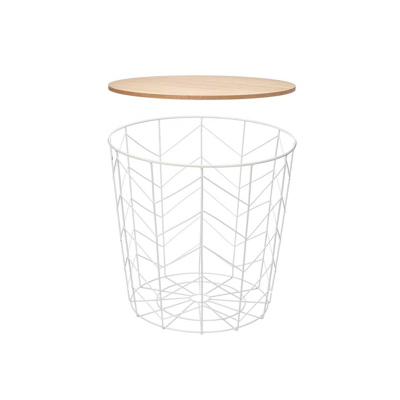 TAVOLO AUSILIARE ACCIAIO TOP LEGNO BIANCO ASS 2
