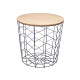 TAVOLO AUSILIARE ACCIAIO TOP LEGNO NERO 44X54CM