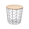 BLACK SUPPORTING STEEL TABLE WITH WOOD LID 44X54CM