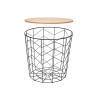 BLACK SUPPORTING STEEL TABLE WITH WOOD LID 44X54CM