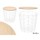 TABLE AUXILIAIRE ACIER PLATEAU BOIS BLANC 44X54CM