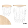 WHITE SUPPORTING STEEL TABLE WITH WOOD LID 44X54CM