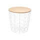 MESA AUXILIAR ACERO TAPA MADERA BLANCA 44X54CM