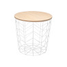 WHITE SUPPORTING STEEL TABLE WITH WOOD LID 44X54CM