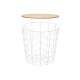 TAVOLO AUSILIARE ACCIAIO TOP LEGNO BIANCO 44X54CM