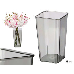 VASO ACRILICO QUADRATO GRIGIO 38CM