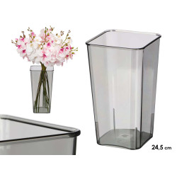 VASO ACRILICO APARENZA QUADRADO CINZENTO 24,5CM