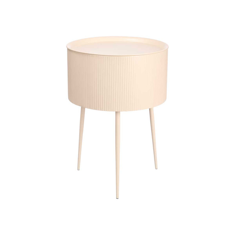 TAVOLINO LATERALE ROTONDO CON BASE BEIGE