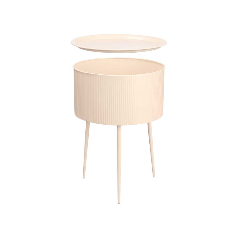TAVOLINO LATERALE ROTONDO CON BASE BEIGE