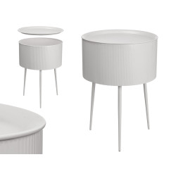 MESA AUXILIAR REDONDA BASE GRIS