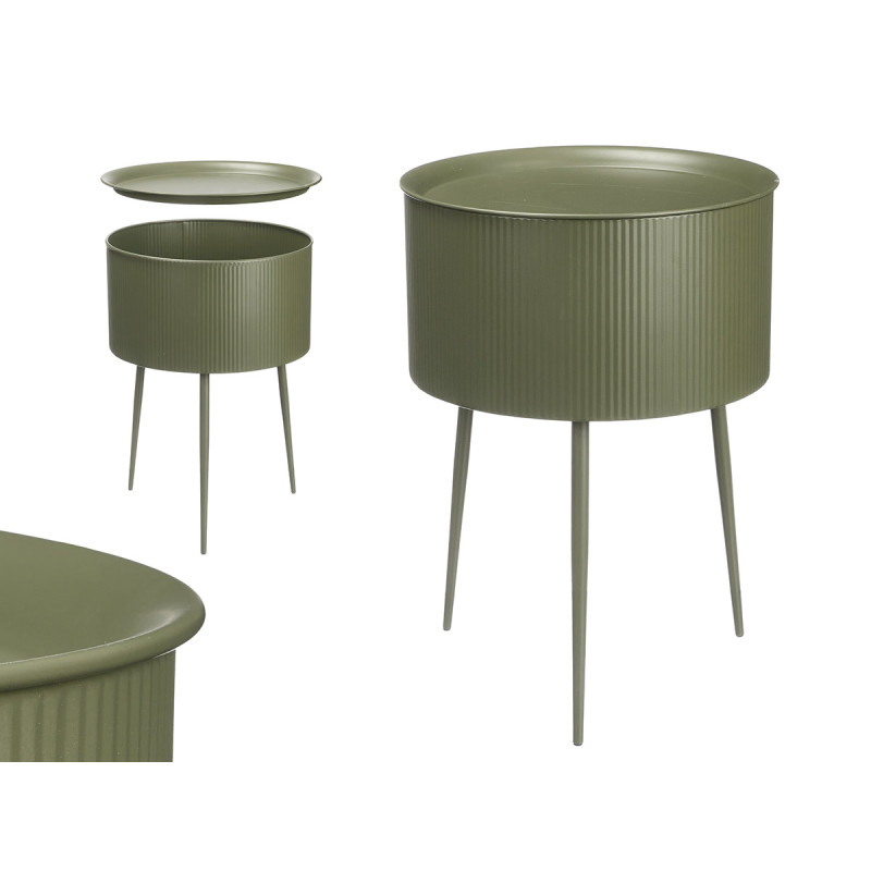 TAVOLINO LATERALE ROTONDO CON BASE VERDE