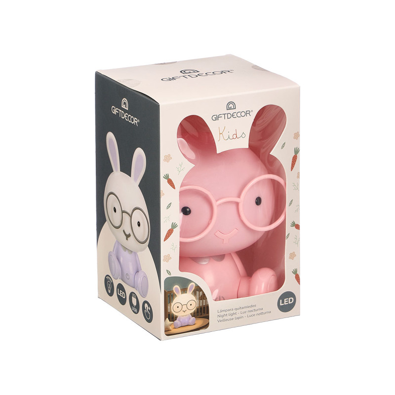 VEILLEUSE ENFANT LAPIN ASSORTIE 3 CLR