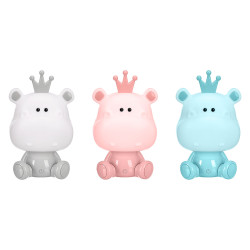 VEILLEUSE ENFANT HYPOPOTAMO ASSORT 3 CLR
