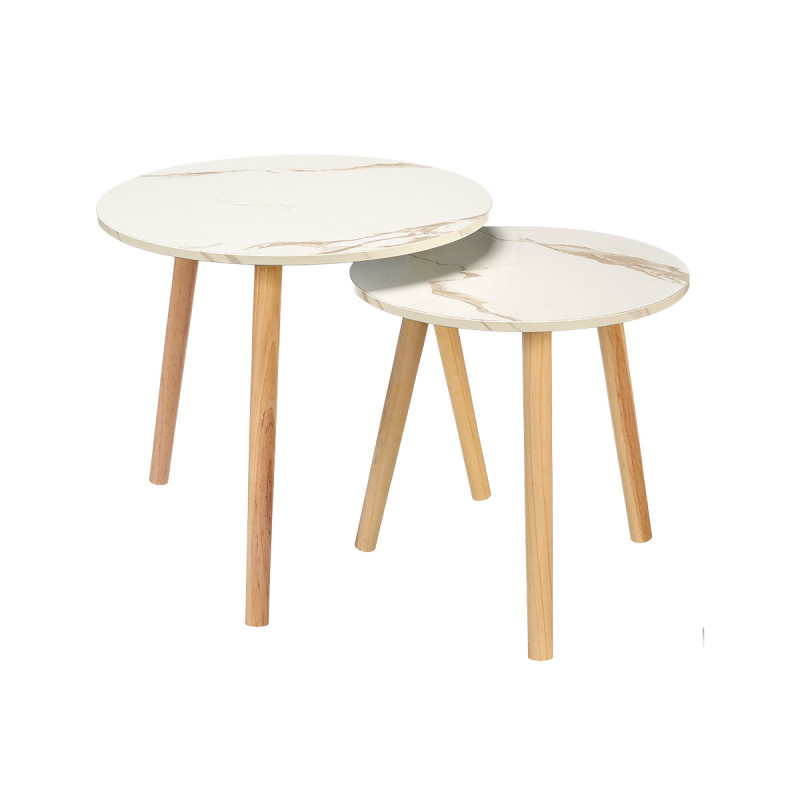 SET DE 2 TABLES D'APPOINT 39 + 48CM PIEDS NATURELS