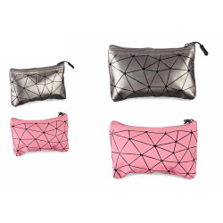 TROUSSE DE TOILETTE RECTANGUL PET SET ARGENT ROSE