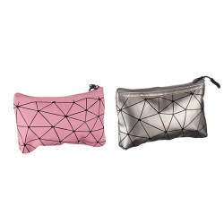 TROUSSE DE TOILETTE RECTANGUL PET SET ARGENT ROSE