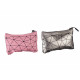 TROUSSE DE TOILETTE RECTANGUL PET SET ARGENT ROSE
