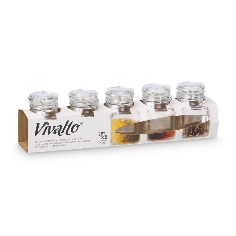 CONJ 5 FRASCOS FECHO HERMETICO 90ML