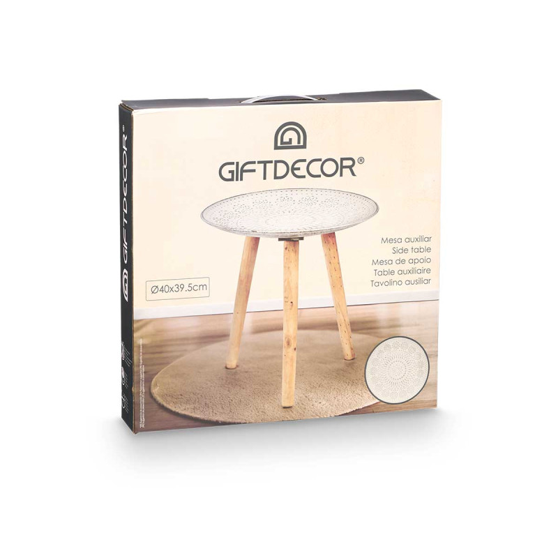 TAVOLO LEGNO DECORAZIONE MANDALA 40CM
