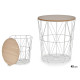 TABLE METAL BLANC BOUCHON BOIS