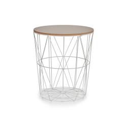 MESA METAL BLANCA TAPA MADERA