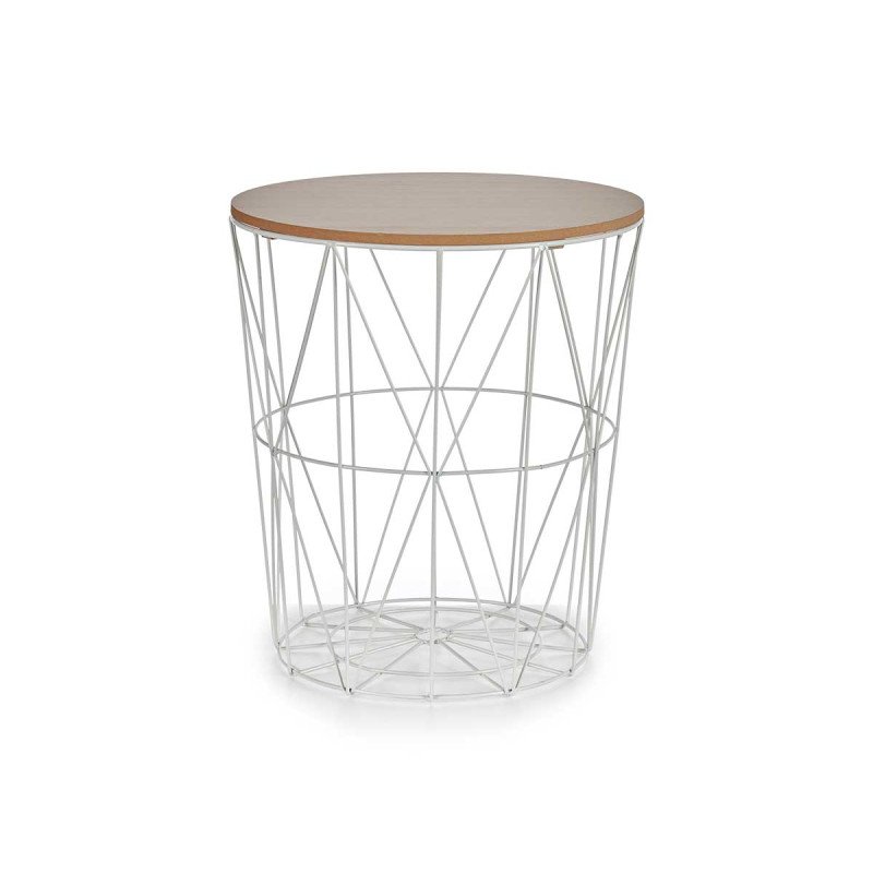 TAVOLO METALLO BIANCO COPERCHIO LEGNO