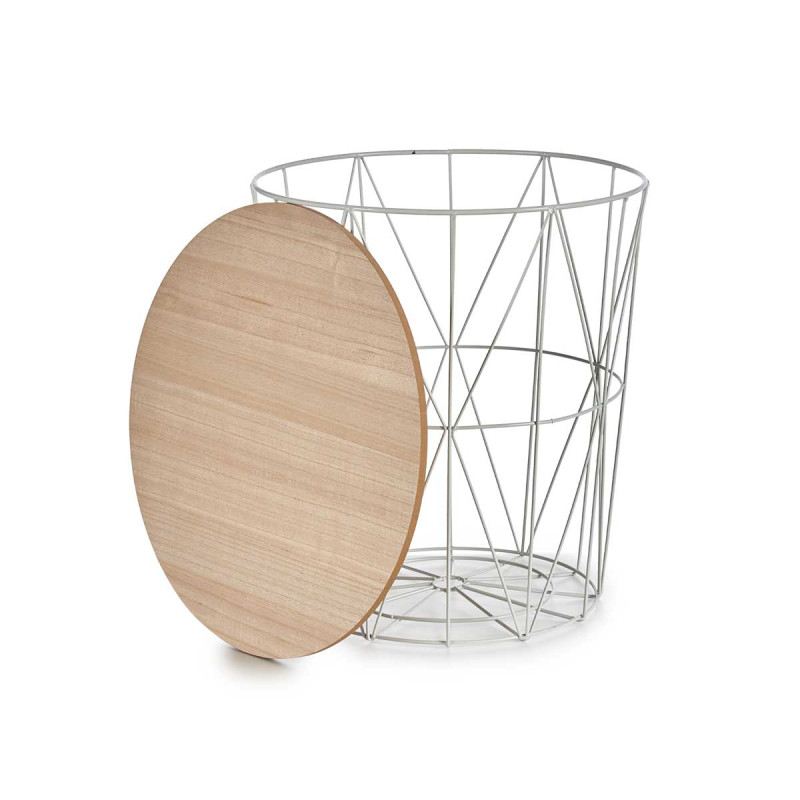 TAVOLO METALLO BIANCO COPERCHIO LEGNO