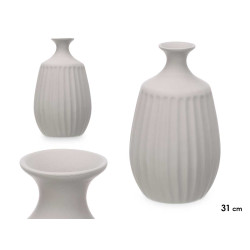 CERAMIC VASE NARROW NECK 31CM GREY