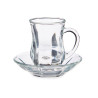 SET 4 PLAIN GLASS MUGS WITH PLATE 125ML