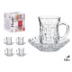 SET 4 TAZAS VIDRIO CON PLATO TEXTURA MIMBRE 125ML