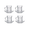 SET 4 WICKER SHAPED GLASS MUGS WITH PLATE 125ML