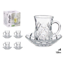 SET 4 GLASS CUPS WITH PLATE 125ML