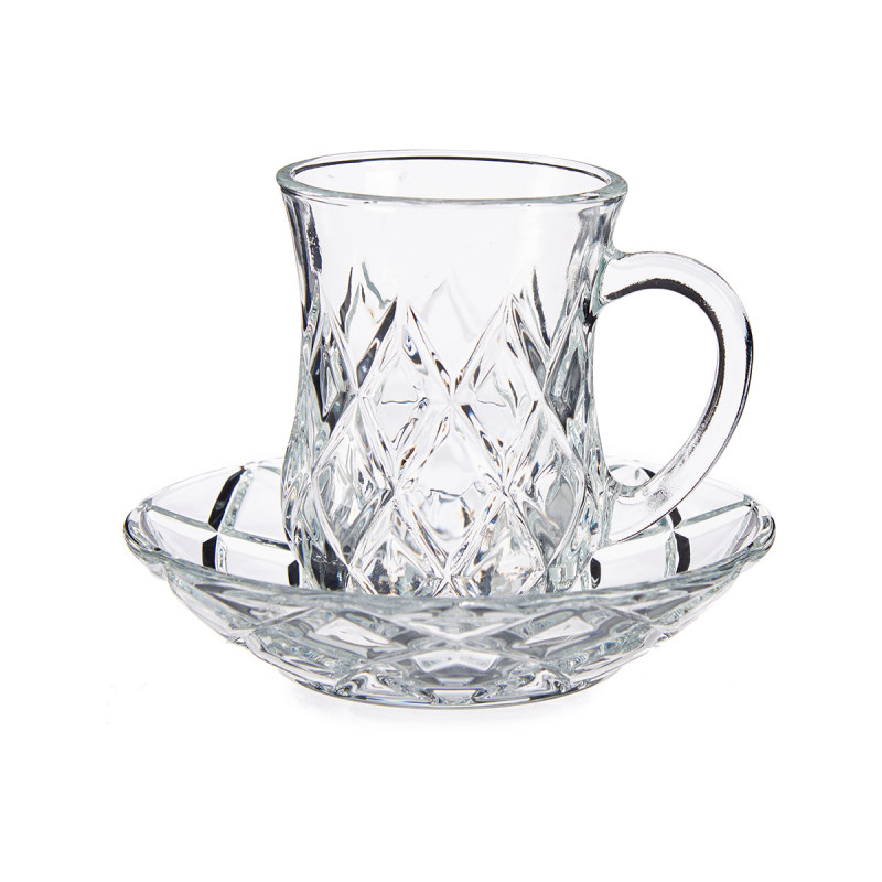 SET 4 TAZZE VETRO CON PIATTO ROMBI125ML