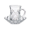 SET 4 TAZAS VIDRIO CON PLATO ROMBOS 125ML