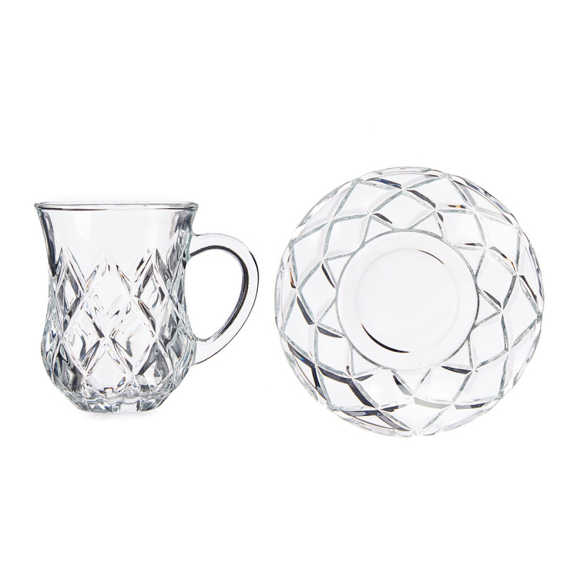 SET 4 TASSES VERRE AVEC PLATO ROMBOS 125ML